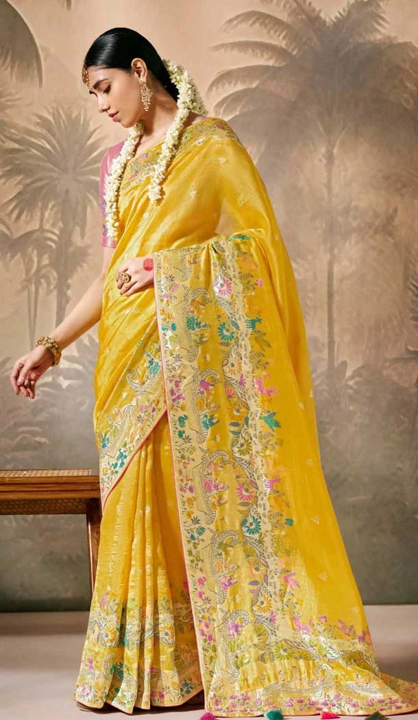 Yellow Silk Embroidered Designer Wear Saree - 10527194469 Yellow Silk Embroidered Designer Wear Saree - 10527194469