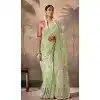 Pista Green Silk Embroidered Designer Wear Plus Size Saree - 10527194472