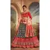 Dark Teal Green Gaji Silk Sequins Work Traditional Plus Size Lehenga Choli - 10528194473