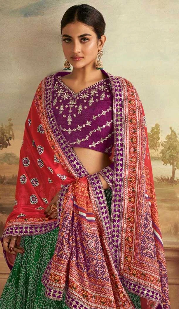 Gaji Silk Sequins Work Traditional Lehenga Choli Multi Color - 10528194479