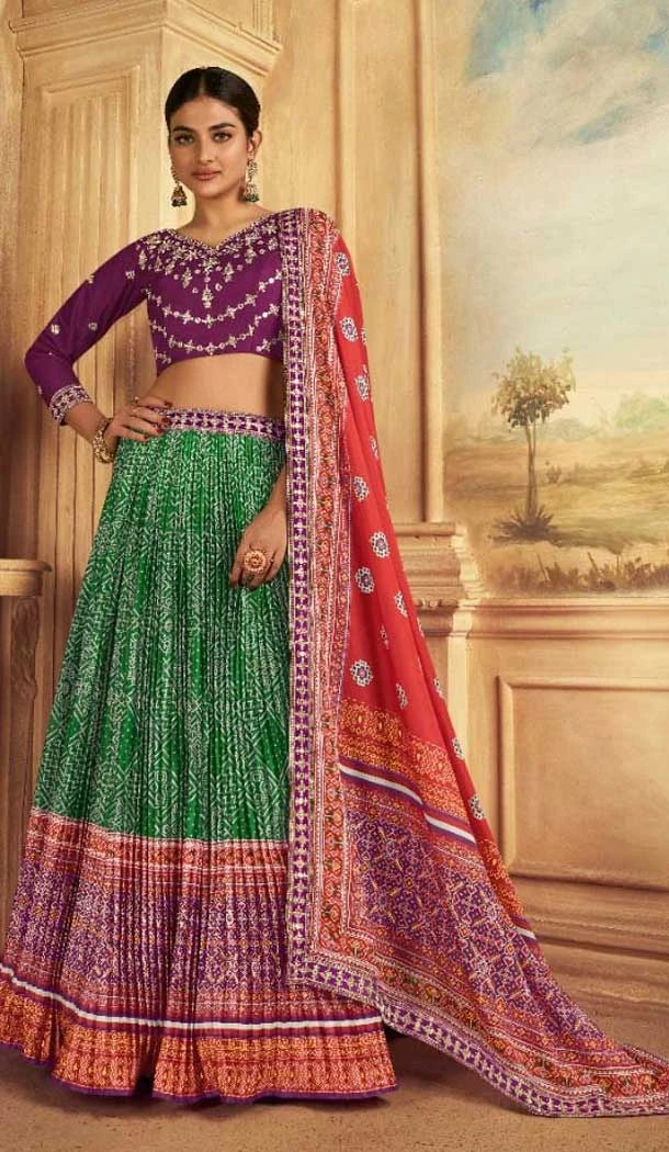 Gaji Silk Sequins Work Traditional Lehenga Choli Multi Color - 10528194479