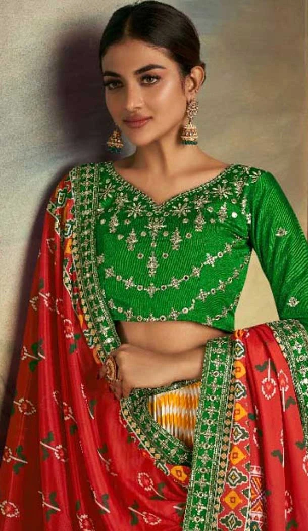 Yellow Gaji Silk Sequins Work Traditional Lehenga Choli - 10528194480