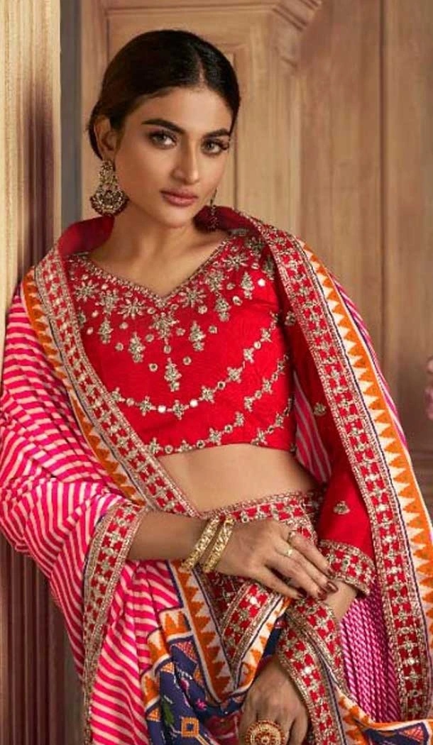 Pink Gaji Silk Sequins Work Traditional Lehenga Choli - 10528194481