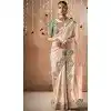 Peach Dola Silk Sequins Work Designer Wear Plus Size Saree - 10535194519