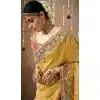Mustard Dola Silk Sequins Work Designer Wear Plus Size Saree - 10535194520