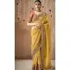 Mustard Dola Silk Sequins Work Designer Wear Plus Size Saree - 10535194520