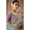 Sky Blue Dola Silk Sequins Work Designer Wear Plus Size Saree - 10535194524