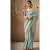 Sky Blue Dola Silk Sequins Work Designer Wear Plus Size Saree - 10535194524