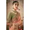 Orange Dola Silk Sequins Work Designer Wear Plus Size Saree - 10535194525