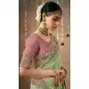 Pista Green Dola Silk Sequins Work Designer Wear Plus Size Saree - 10535194526