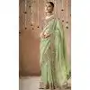 Pista Green Dola Silk Sequins Work Designer Wear Plus Size Saree - 10535194526