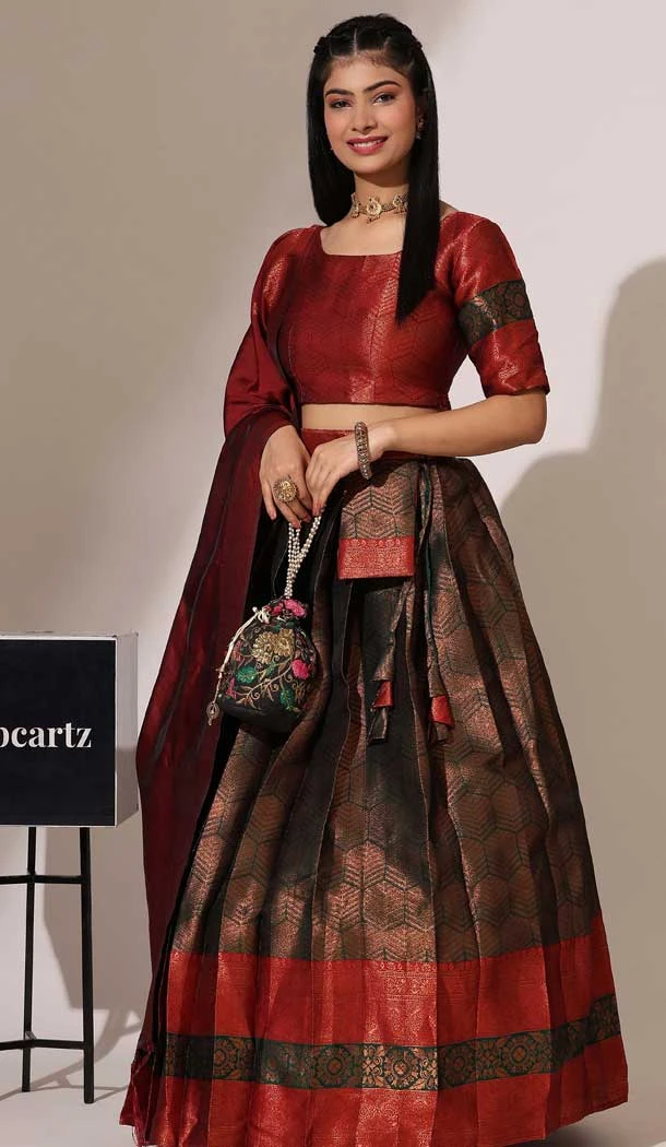 Multi Color Silk Woven Work Traditional Wear Lehenga Choli - 10552194602