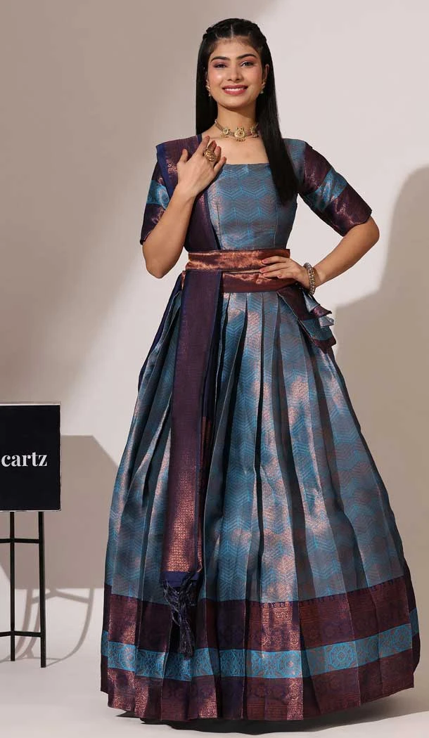 Rama Blue Silk Woven Work Traditional Wear Lehenga Choli - 10552194603