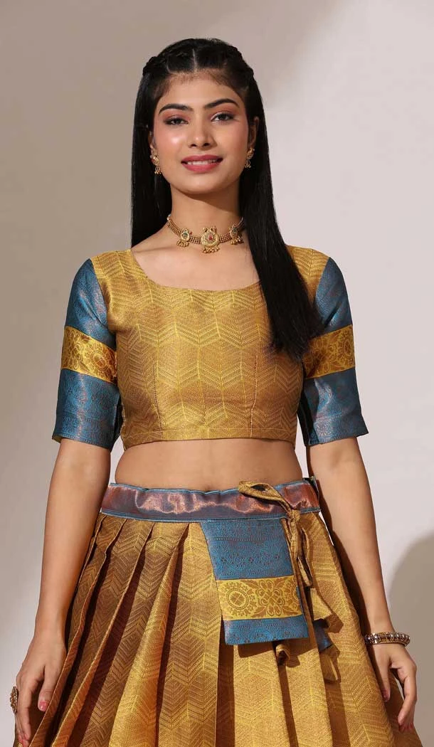 Mustard Silk Woven Work Traditional Wear Lehenga Choli - 10552194605