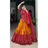 Tussar Silk Bandhani Print Party Wear Plus Size Lehenga Choli In Mustard - 10517194363