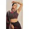 Black Organza Digital Printed Designer Wear Plus Size Lehenga Choli - 10544194560