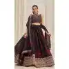 Black Organza Digital Printed Designer Wear Plus Size Lehenga Choli - 10544194560