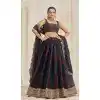 Dark Teal Organza Digital Printed Designer Wear Plus Size Lehenga Choli - 10544194562
