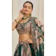 Teal Green Organza Digital Printed Designer Wear Lehenga Choli - 10544194565