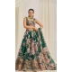 Teal Green Organza Digital Printed Designer Wear Lehenga Choli - 10544194565