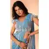 Sky Blue Organza Resham Work Designer Wear Saree - 10545194568