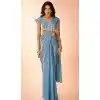 Sky Blue Organza Resham Work Designer Wear Saree - 10545194568