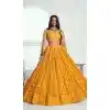 Yellow Net Resham Work Party Wear Plus Size Lehenga Choli - 10546194575