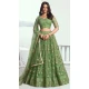 Pista Green Net Resham Work Party Wear Lehenga Choli - 10546194576