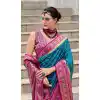 Teal Blue Blue Soft Silk Printed Party Wear Plus Size Saree - 10572194677