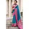 Teal Blue Blue Soft Silk Printed Party Wear Plus Size Saree - 10572194677