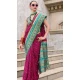 Wine Soft Silk Printed Party Wear Saree - 10572194678