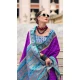 Purple Soft Silk Printed Party Wear Saree - 10572194679