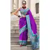 Purple Soft Silk Printed Party Wear Plus Size Saree - 10572194679