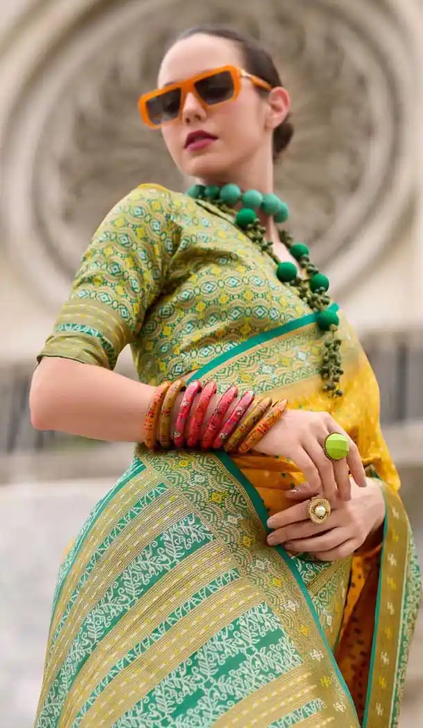 Yellow Soft Silk Printed Party Wear Saree - 10572194681