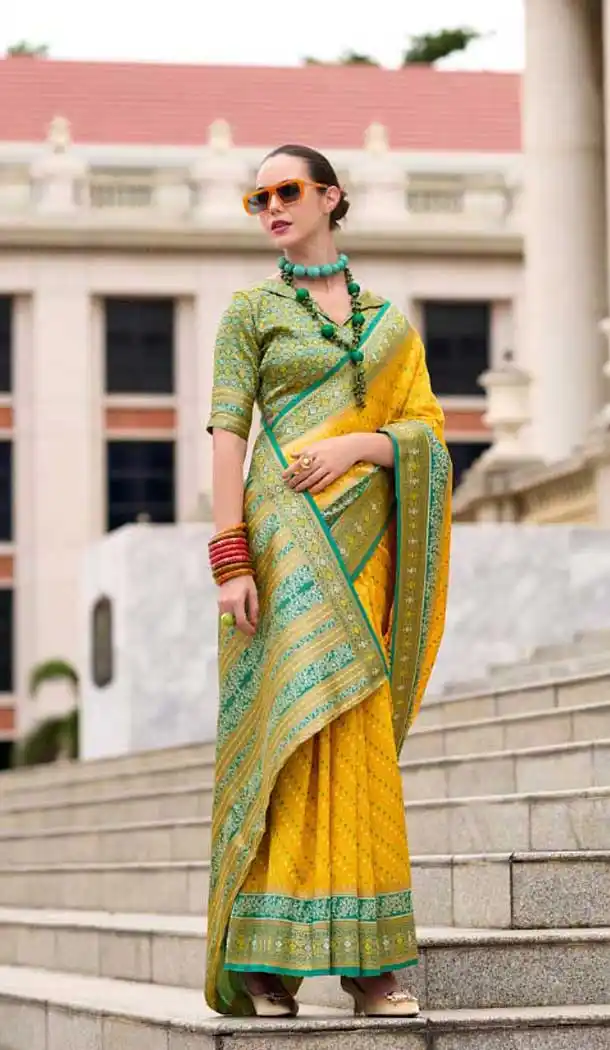 Yellow Soft Silk Printed Party Wear Saree - 10572194681