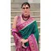 Rama Green Soft Silk Printed Party Wear Plus Size Saree - 10572194682