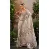 Tissue Silk Printed Party Wear Plus Size Saree In Grey - 10573194684