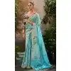Tissue Silk Printed Party Wear Plus Size Saree In Sky Blue - 10573194685