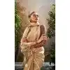 Tissue Silk Printed Party Wear Plus Size Saree In Beige - 10573194688