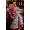Blue And Pink Silk Digital Printed Party Wear Plus Size Saree - 10575194693