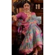 Blue And Pink Silk Digital Printed Party Wear Saree - 10575194693