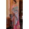 Blue And Pink Silk Digital Printed Party Wear Saree - 10575194693