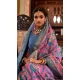 Pink And Blue Silk Digital Printed Party Wear Saree - 10575194694