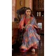 Blue And Red Silk Digital Printed Party Wear Saree - 10575194695
