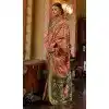 Orange Silk Digital Printed Party Wear Plus Size Saree - 10575194696