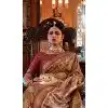 Brown Silk Digital Printed Party Wear Plus Size Saree - 10575194697