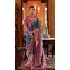 Blue Silk Digital Printed Party Wear Plus Size Saree - 10575194699