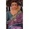 Purple And Blue Silk Digital Printed Party Wear Plus Size Saree - 10575194701