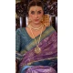 Purple And Blue Silk Digital Printed Party Wear Saree - 10575194701