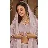Plus Size Net Resham Work Wedding Wear Lehenga Choli In Lavender - 10576194704